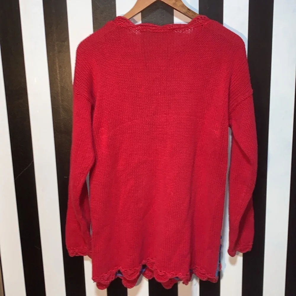 Vintage 90s 3D Knit & Crochet Floral & Hearts Fun Sweater Woman’s Large XL - Picture 14 of 17